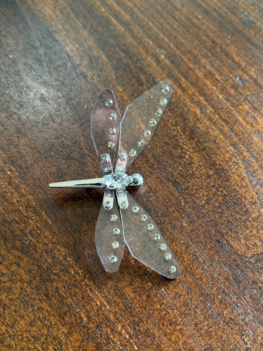 Crystal Dragonfly Brooch - Clear/Silver